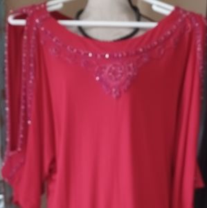 XL jewelled tunic TOP in red. Awesome look for a night out.